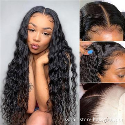 13X4 HD Undetected Transparent Swiss Lace Front Wig Brazilian Water Wave Human Hair Wigs Pre plucked With Baby Hair